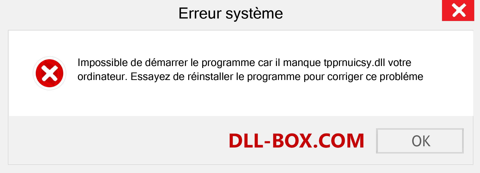 Le fichier tpprnuicsy.dll est manquant ?. Télécharger pour Windows 7, 8, 10 - Correction de l'erreur manquante tpprnuicsy dll sur Windows, photos, images